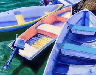Renee Rutana, 'Strung Out', 2004, original Painting Acrylic, 14 x 11  x 1 inches. Artwork description: 1911 These dinghies were grouped together at Plymouth Harbor, Massachusetts. I liked the composition. ...