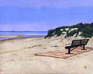 Renee Rutana, 'Twilight', 2004, original Painting Acrylic, 20 x 16  x 1 inches. Artwork description: 1911 This is a scene from Cape Cod. The sun was setting and there was a very peaceful mist starting to settle. The bench felt like the perfect place to enjoy the ocean, its salty air and the waves brushing up to the shore....