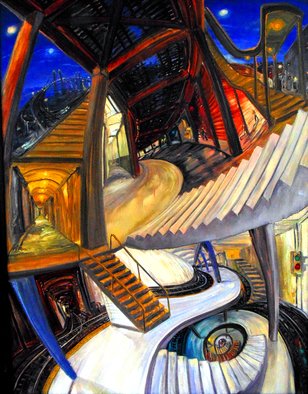 Arthur Robins; THE 9 PATHS OF LIFE, 1996, Original Painting Oil, 54 x 70 inches. Artwork description: 241   SUBWAY,     CITYSCAPE, NEW YORK CITY, NEW YORK ART, TRIBECA, SOHO, TIMES SQUARE, BUILDINGS, CARS, STREET, STREET ART,    EXPRESSIONISM, ABSTRACT, LANDSCAPE, COLORFUL, RICH COLORS, JOYFUL,  FIGURATIVE, SURREAL, HAPPY, LOVE, TRUTH , FLOWERS, LANDSCAPE, DREAM, TRAIN, TRAIN TRACKS    ...