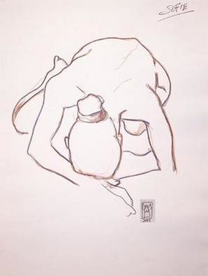 Bernadette Gabriel; Sophie, 2003, Original Drawing Pencil, 27 x 40 cm. Artwork description: 241 Sketch from living model...
