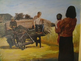 Reynaldo Gatmaitan; Coming Home, 2002, Original Painting Oil, 25 x 25 inches. 