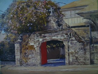 Reynaldo Gatmaitan; Entrance Arch, 2010, Original Painting Oil, 24 x 28 inches. Artwork description: 241  I really love showing the texture of old structures as this one a land mark of our home, a lot of memories bring along in this arch.  ...