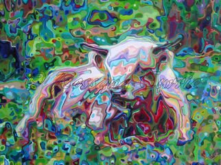 Rossana Currie; Farolito, 2014, Original Painting Oil, 40 x 30 inches. Artwork description: 241  calf' s dreams. . . . what color they are?...