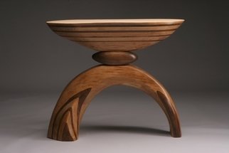 Robert Hargrave; Arch Table, 2007, Original Sculpture Wood, 36 x 30 inches. Artwork description: 241  Arch Table is a massive sculptural furniture piece.  It is made from laminated and carved walnut and maple with minimal plywood.  It has a dark oil finish.  ...