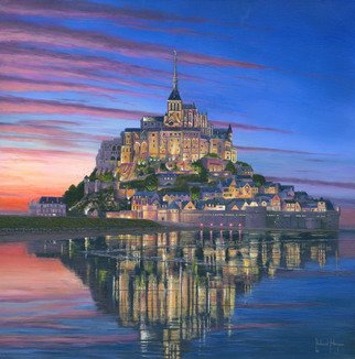 Richard Harpum, 'Mont Saint Michel Soir', 2012, original Painting Acrylic, 24 x 24  x 1 inches. Artwork description: 1758  In 2011 my wife and I took a vacation in France and spent a wonderful two weeks touring Normandy with two American friends. One of the highlights of our trip was a visit to Mont Saint- Michel.   Situated on  a rocky tidal island off the north- west ...