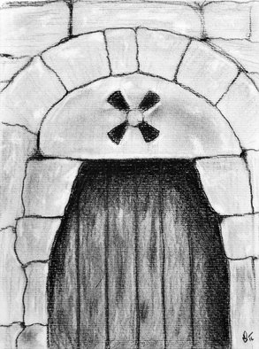 Ricardo Saraiva; Medieval Door , 2016, Original Drawing Charcoal, 21 x 30 cm. Artwork description: 241  Architecture, pencil, classical, charcoal, graphite, paper, renaissance, medieval, door        ...