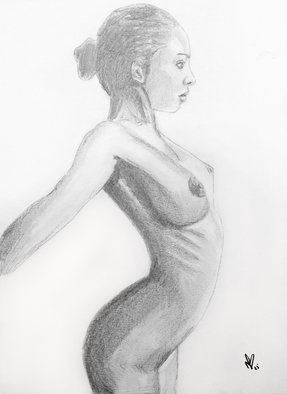 Ricardo Saraiva; Nude, 2016, Original Drawing Pencil, 21 x 30 cm. Artwork description: 241  nude, charcoal, woman, graphite, paper...