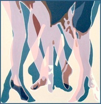 Rick Borgia; Sixdancer, 2011, Original Painting Oil, 48 x 47 inches. Artwork description: 241 tap dance, lap dance, dance movement, happy feet, playful group...