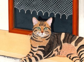 Ralph Patrick; Brown Tabby In Front Of Window, 2014, Original Watercolor, 14 x 10.5 inches. Artwork description: 241    Watercolor, Cats, Animals    ...