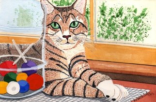 Ralph Patrick; Cat With Candy Jar, 2013, Original Watercolor, 10.7 x 7 inches. Artwork description: 241  Cats, Watercolor, Original      ...