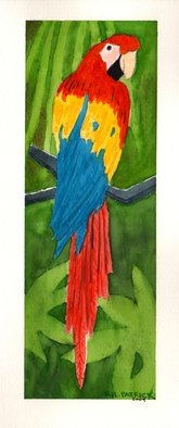 Ralph Patrick; Parrot 2, 2009, Original Watercolor, 4.5 x 9.5 inches. Artwork description: 241    Birds, Watercolor, Original   ...
