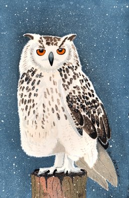Ralph Patrick; Snowy Owl, 2011, Original Watercolor, 7 x 10.7 inches. Artwork description: 241  Birds, Watercolor, Original       ...