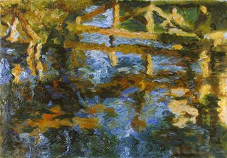 Robert Nizamov; Bridge, 2009, Original Painting Oil, 146 x 100 cm. Artwork description: 241  Yachts, sea, wind, regatta, sailing vessels, Boats, Water- lilies, Bridge...