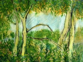 Roberto Trigas; The River Passes By, 2016, Original Painting Encaustic, 29 x 39 cm. Artwork description: 241 view of a river flowing between trees...