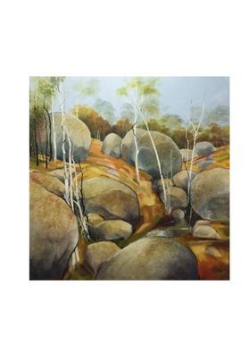 Rod Bax; Baileys Rocks, 2016, Original Painting Oil, 90 x 90 cm. Artwork description: 241 western victoriaaustralia granite boulders ...