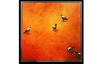 Rod Bax; Magpie Landscape, 2014, Original Giclee Reproduction, 60 x 60 cm. Artwork description: 241  bird life australia ...