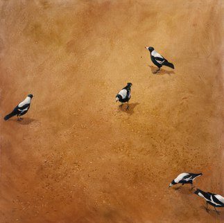 Rod Bax; Magpie Landscape, 2014, Original Painting Oil, 100 x 100 cm. Artwork description: 241 oil painting wildlife...