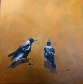 Rod Bax; Morning Lesson, 2010, Original Painting Oil, 30 x 30 cm. Artwork description: 241  recent work on australian magpie ...