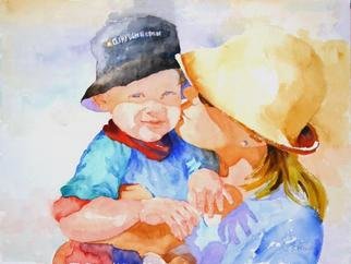 Roderick Brown, 'I Like That', 2005, original Watercolor, 16 x 12  x 1 inches. Artwork description: 2448 Lynn with her niece' s son on Rottnest Island off the coast of Western Australia...