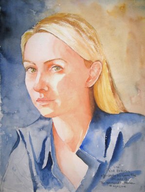 Roderick Brown, 'Lisa', 2008, original Watercolor, 12 x 16  x 1 inches. Artwork description: 2103  I was totally inspired by a photo of Lisa by Gavin Blue on the cover of The Weekend  Australian Magazine a few weeks ago. I kept it and finally did a painting from the photo.  ...