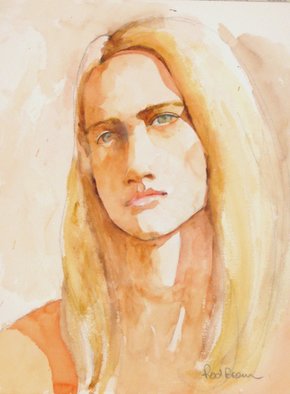 Roderick Brown, 'Soft Beauty', 2007, original Watercolor, 12 x 16  x 1 inches. Artwork description: 2103  A beautiful blonde haired beauty ...