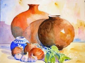 Roderick Brown, 'Still Life With Urns And ...', 2004, original Watercolor, 16 x 12  x 1 inches. Artwork description: 2103 Still life with urns and garlic and onions...