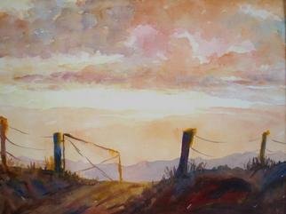 Roderick Brown, 'Through The Gate', 2005, original Watercolor, 24 x 18  x 1 inches. Artwork description: 2448 Australia is a vast continent much of it uninhabited and much of it affected by drought. Rural life can be tough and lonely at times but the beauty of the country at the end of day can be breathtaking....