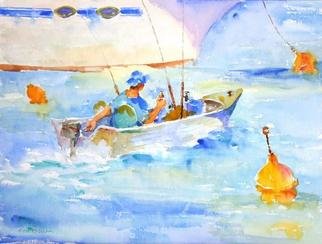 Roderick Brown, 'Time For A Beer ', 2004, original Watercolor, 24 x 18  x 2 inches. Artwork description: 2448 I was standing on the beach on Rottnest Island just of the West Australian coast in the late afternoon when this little dinghy slipped by with the fisherman returning home and enjoying a beer. I  was taken by the magic of this moment where the fisherman was ...