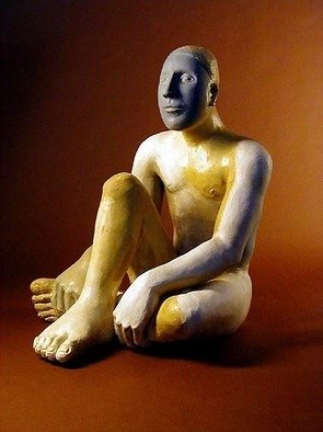 Mavis Mcclure; Blue Mask, 2008, Original Ceramics Handbuilt,  46 inches. 