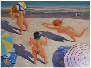 Roman Markov; On The Beach, 2013, Original Painting Acrylic, 120 x 90 cm. Artwork description: 241  pintor Roman Markov, Portugal, Algarve, Faro, summer, beach, ball            ...
