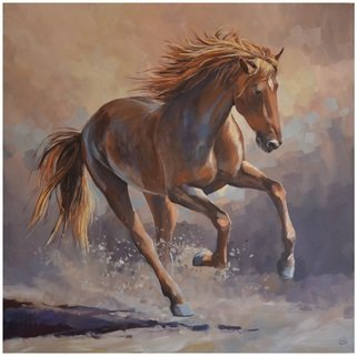 Roman Markov; Red Horse, 2013, Original Painting Acrylic, 100 x 100 cm. Artwork description: 241   << O cavalo>> , pintor Roman Markov, Portugal, Algarve, Faro, red horse   ...