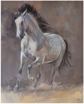 Roman Markov; Running Horse, 2013, Original Painting Acrylic, 90 x 120 cm. Artwork description: 241  << O cavalo>> , pintor Roman Markov, Portugal, Algarve, Faro, horses ...