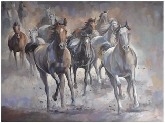 Roman Markov; Running Horses, 2013, Original Painting Acrylic, 100 x 81 cm. Artwork description: 241   << Os cavalos>> , pintor Roman Markov, Portugal, Algarve, Faro, horses  ...