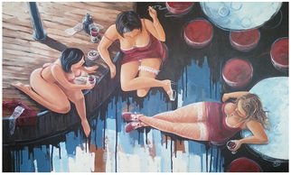 Roman Markov; Three Women, 2013, Original Painting Acrylic, 100 x 60 cm. Artwork description: 241  pintor Roman Markov, Portugal, Algarve, Faro, nude         ...