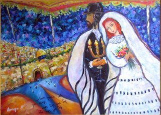 Romaya Puchman; Jerusalem Wedding, 2000, Original Painting Oil, 70 x 60 cm. Artwork description: 241      contemporary art     ...