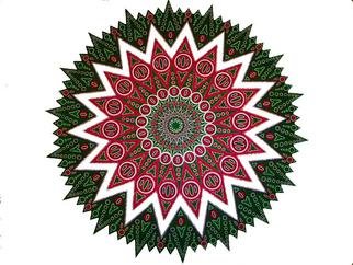 Ron Zilinski; Red Green Dynasty, 2003, Original Drawing Pen, 28 x 22 inches. Artwork description: 241 This drawing took over 85 hours to complete using pens. I call it my Red/ Green Dynasty. It has a regal look to it. Red, Green and Black are the theme colors in this design drawing....
