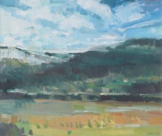 Jerry Ross; Coburg Hills Veduta, 2016, Original Painting Oil, 18 x 24 inches. Artwork description: 241  Landscape of Coburg hills, near eugene, Oregon. The majestic Coburg hills are the very essence of Oregon' s natural environment. A varety of dark and lighter greens dominate. The brushwork is bold and visible in the foothills and forefront areas. Framed nicely with a silver wood ...
