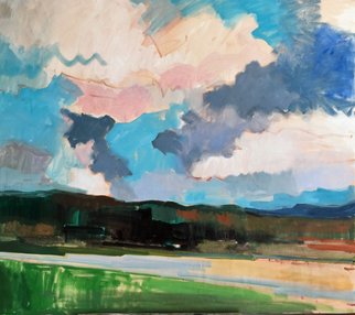 Jerry Ross; Amazon Park, 2019, Original Painting Oil, 44 x 44 inches. Artwork description: 241 Eugene s popular Amazon Park with colorful sky and dramatic clouds. ...