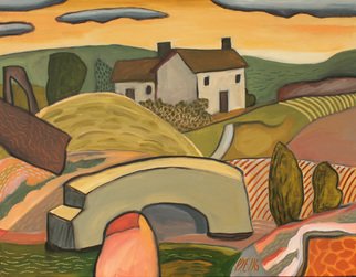 Trevor Pye; Dwelling In Landscape With, 2016, Original Mixed Media, 50 x 40 cm. Artwork description: 241 Full title: Dwelling in Landscape With Ambiguous Elements.Acrylic on canvas...