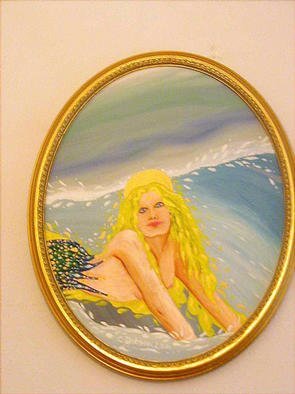 Cathy Dobson, 'Immortality', 2001, original Painting Oil, 16 x 20  x 1 inches. Artwork description: 2703 Oval painting on primed cotton canvas. Oval Gold wooden frame.Mermaid Collection....