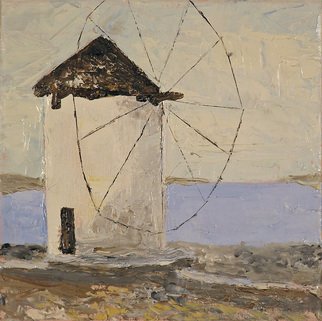 Roz Zinns, 'Greek Windmill', 2010, original Painting Oil, 12 x 12  x 1 inches. Artwork description: 1911       Windmill off the shores of Greece   ...