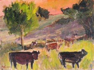 Roz Zinns, 'Morning Stroll', 2006, original Painting Acrylic, 16 x 12  x 2 inches. Artwork description: 3891  The cows are out for the day. ...