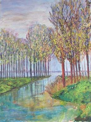 Roz Zinns, 'Somewhere Near Bruges', 2005, original Painting Acrylic, 18 x 24  x 1 inches. Artwork description: 4287 A lovely canal in Spring...