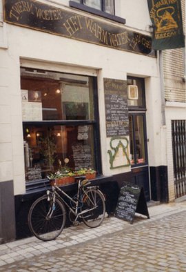 Ruth Zachary, 'Stopping For Soup', 1996, original Photography Color, 20 x 16  x 1 inches. Artwork description: 3099  Charming storefront of cafe, leaning bicycle.   Brussels, Belgium. Welcoming you to warm up and have some lunch. Romantic, very European. 11 X 14