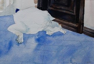 Ruzanna Hanesyan; Portrait Of A Dog, 2019, Original Watercolor, 10 x 7 inches. Artwork description: 241 Through the medium, I was exploring the movement of dog in space and time. The painting duration was based on the held position of the dog. ...
