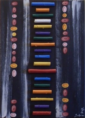 Sabrina Bianco; Astratto 1, 2009, Original Painting Acrylic, 30 x 45 cm. Artwork description: 241  Painted small hazelnut woods glued on pine table forming a vertical ladder  ...