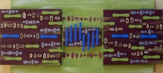 Sabrina Bianco; Astratto 2, 2009, Original Painting Acrylic, 40 x 90 cm. Artwork description: 241  Icecream sticks and other wood parts glued on pine tables forming linear patterns ...
