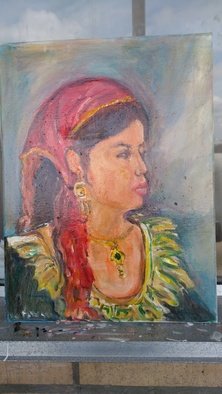 Salah Shahin; Calm Look, 2018, Original Painting Oil, 30 x 40 cm. Artwork description: 241 New oil painting canvas for calm buty and look...