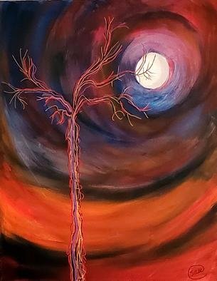 Donald Sallot; Wire Tree, 2019, Original Painting Acrylic, 24 x 30 inches. Artwork description: 241 Stretched canvas matte finish, original artwork, impressionism, trees, full moon. ...