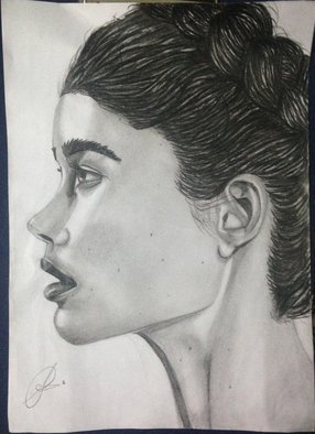 Sameer Asif; Side Way Portrait, 2019, Original Drawing Pencil, 8.8 x 12 inches. Artwork description: 241 a side ways portrait of a girl drawn with only a HB pencil and Black colour and true love : D...